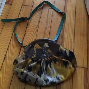 Brown and aqua accented pocketbook